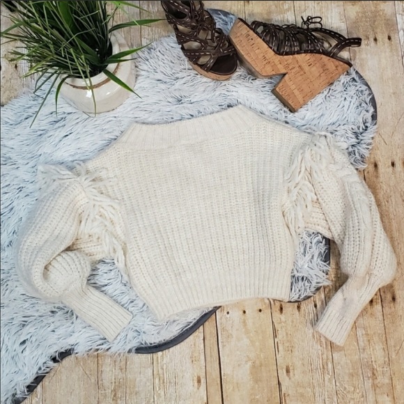 ASOs miss selfridge fringe balloon sleeve sweater - Picture 7 of 8